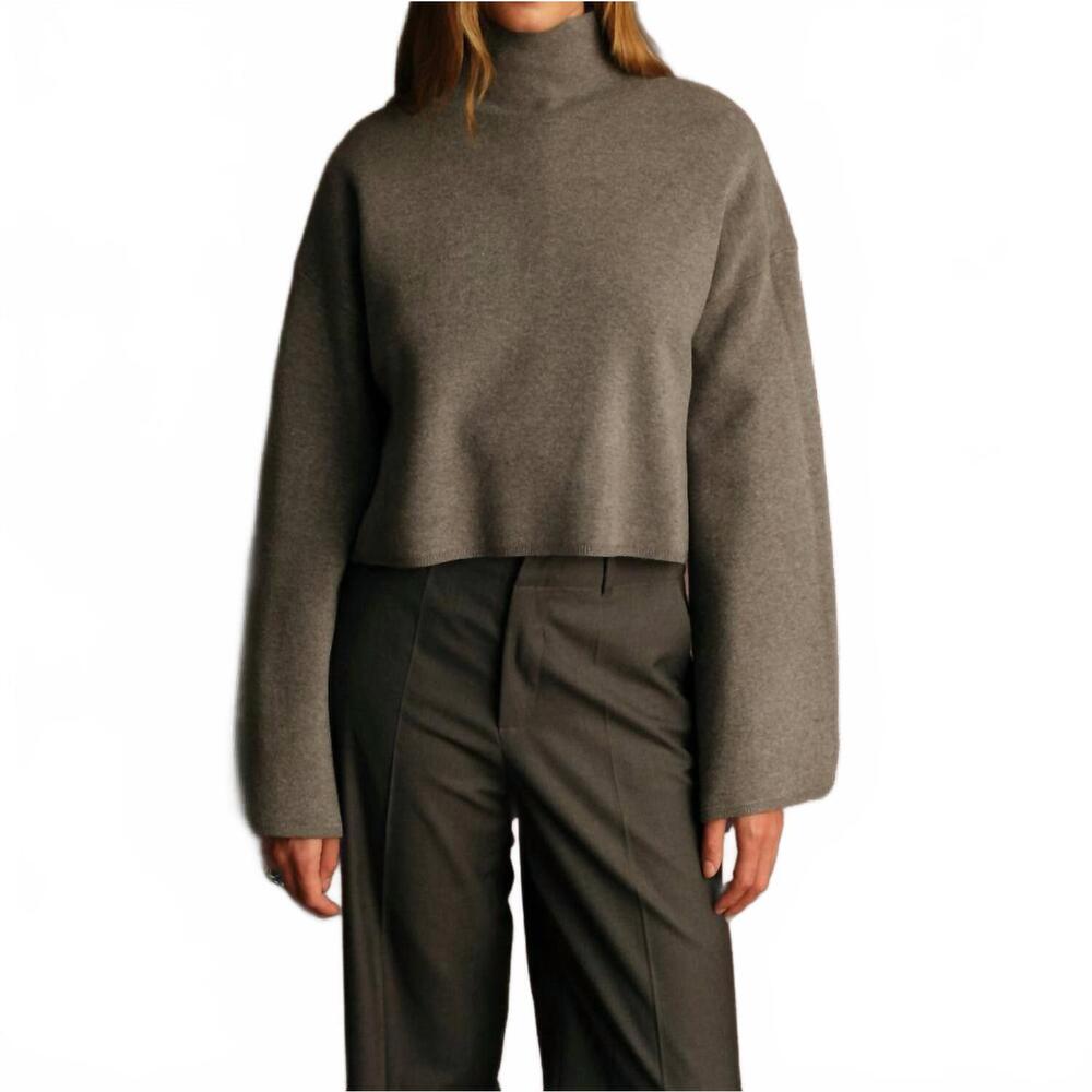 NEW DELUC chuck turtleneck sweater in grey melange - Picture 1 of 6